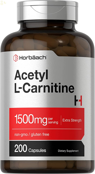 Acetyl L-Carnitine Capsules 1500Mg | 200 Count | Extra Strength ALCAR Supplement | Non-Gmo, Gluten Free 