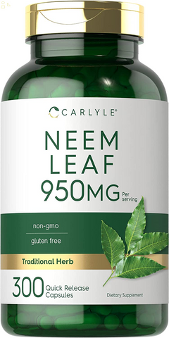 Neem Leaf | 950Mg | 300 Powder Capsules | Non-Gmo and Gluten Free Formula | Value Size | Traditional Herbal Supplement | Azadirachta Indica