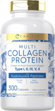 Multi Collagen Protein Capsules 2000Mg | 300 Count | Type I, II, III, V, X | Collagen Peptide Pills | Keto & Paleo Friendly, Gluten Free Supplement