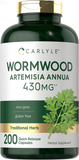 Wormwood Capsules 430Mg | Artemisia Annua | 200 Count | Non-Gmo & Gluten Free, Wormwood, Rice Powder, Gelatin Capsule, Vegetable Magnesium Stearate, Silica