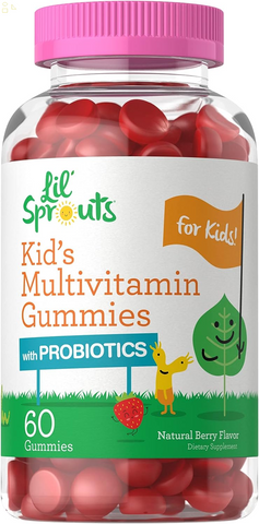 Kids Multivitamin Gummies with Probiotics | 60 Chewables | Natural Berry Flavor | Vegetarian, Non-Gmo, Gluten Free Children'S Supplement | Packaging May Vary