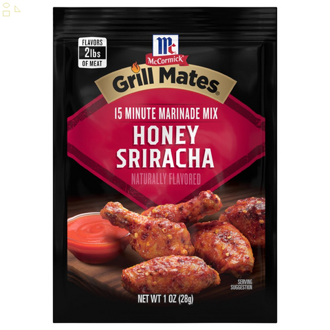 Mccormick Honey Sriracha Grill Mates Marinade Mix, 1 Oz Mixed Spices & Seasonings