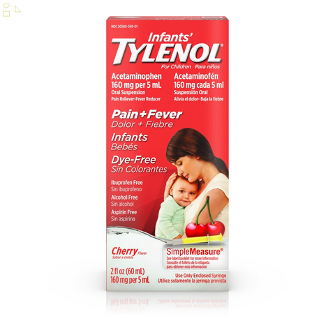 Infants' Tylenol Pain & Fever Dye-Free Cherry Flavor Oral Suspension, 2 Fl. Oz.