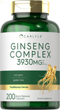 Ginseng Complex Capsules | 200 Count | Non-Gmo and Gluten Free Extract | Traditional Herbal Root Supplement