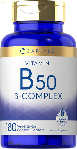 Vitamin B50 Complex | 180 Caplets | Vegetarian, Non-Gmo, Gluten Free