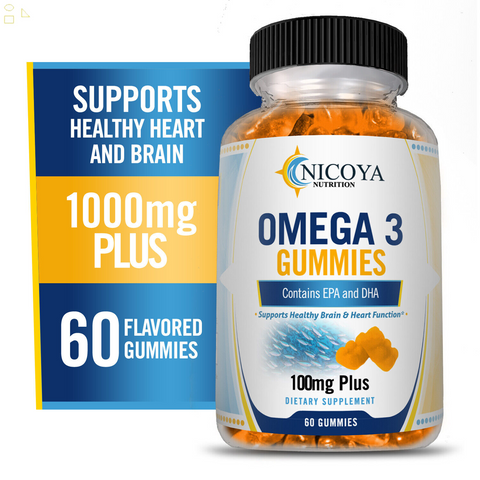 Omega 3 Fish Oil Gummies Extra Strength DHA & EPA, Brain, Heart & Joint Support