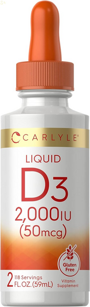 Liquid Vitamin D3 | 2000 IU | 2 Oz | Vegetarian, Non-Gmo, and Gluten Free Formula | 50Mcg | Vitamin D Liquid Drops for Adults