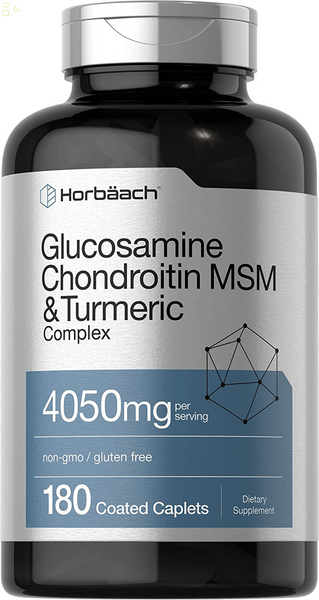 Glucosamine Chondroitin with Turmeric & MSM | 4050 Mg | 180 Caplets | Triple Strength Formula | Non-Gmo, Gluten Free | by
