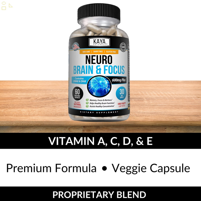 Naturals - Neuro Brain for Memory & Focus - Nootropic Energy Capsule - Nootropic Brain Support Supplement - Focus & Concentration & Learning Accuracy - Cognitive Function - 60 Count