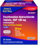 Non-Drowsy Fexofenadine Antihistamine Indoor Outdoor Allergy Relief Tablets 30Ct | Compared To Allegra Active ingredients  