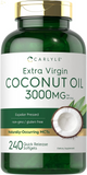 Coconut Oil Softgel Capsules | 3000 Mg | 240 Count | Non-Gmo and Gluten Free Extra Virgin Supplement | Naturally Occurring Mcts