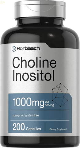 Choline Inositol 1000Mg Supplement | 200 Capsules | Non-Gmo, Gluten Free | by
