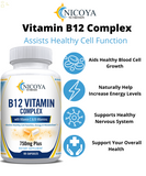 B-12 Complex 60Ct, Vitamins B1, B2, B3, B5, B6, B8 & B12, Energy, Metabolism Aid