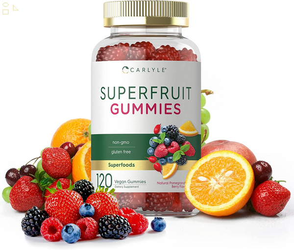 Superfruit Gummies | 120 Count | Natural Pomegranate Berry Flavor | Vegan, Non-Gmo, Gluten Free