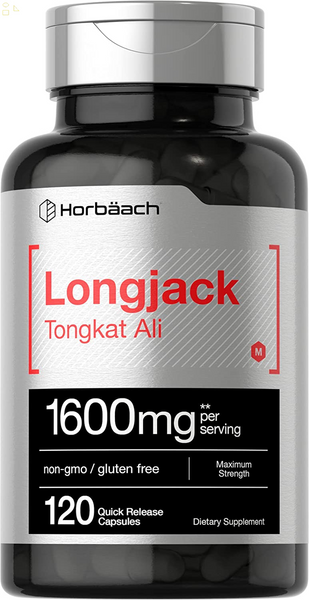 Longjack Tongkat Ali 1600 Mg | 120 Capsules | Longifolia Root Extract Powder | Maximum Strength Formula | Non-Gmo, Gluten Free