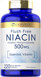 Niacin Flush Free 500Mg | 220 Capsules | Non-Gmo and Gluten Free Essential Vitamin