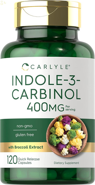 Indole-3-Carbinol (I3C) 400Mg | 120 Capsules | Advanced Formula with Broccoli Extract | Non-Gmo, Gluten Free