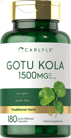 Gotu Kola Capsules 1500Mg | 180 Count | Non-Gmo, Gluten Free | Traditional Herb Extract