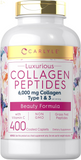 Collagen Peptides 6000Mg | 400 Caplets | with Vitamin C | Type 1 and 3 | Non-Gmo, Gluten Free, Grass Fed Supplement