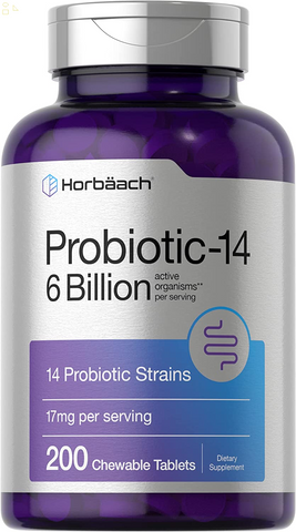 Chewable Probiotics 6 Billion Cfus | 200 Tablets | 14 Probiotic Strains | Vegetarian, Non-Gmo & Gluten Free Supplement | by