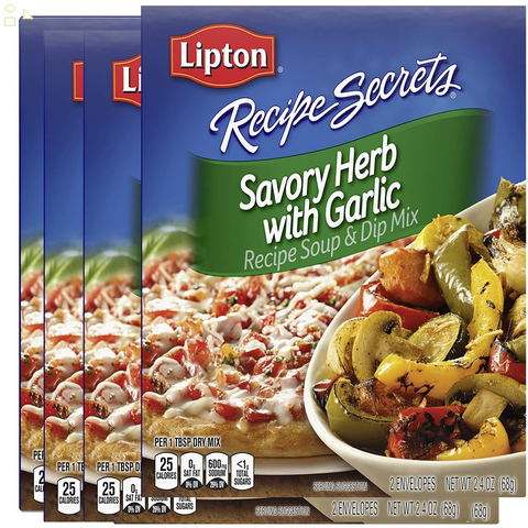 Lipton Recipe Secrets Soup and Dip Mix for a Delicious Meal Savory Herb with Garlic Great with Your Favorite Recipes, Dip or Soup Mix 2.4 Ounce (Pack of 4)