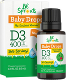 Baby Vitamin D3 400 IU | Liquid Drops | .31Oz (9.2 Ml) | 1 Year Supply (365 Servings) | Vegetarian, Non-Gmo, and Gluten Free Formula for Infants and Newborns | Lil' Sprouts