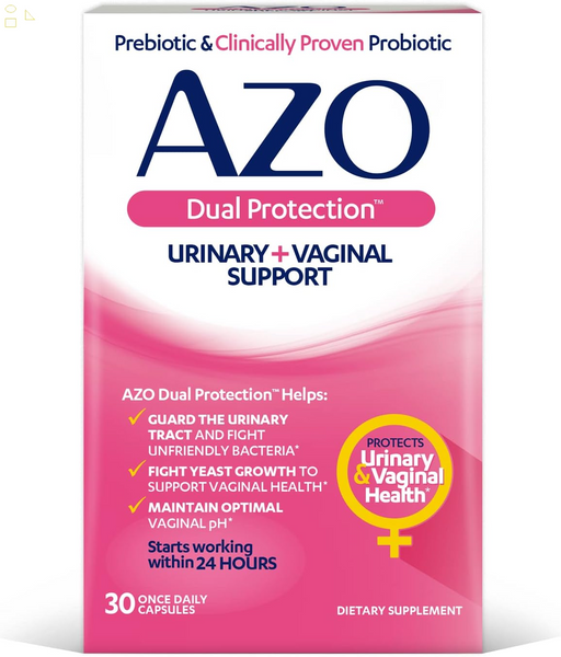 AZO Dual Protection Urinary and Vaginal Support*, Prebiotic and Probiotic Blend, 30 Count