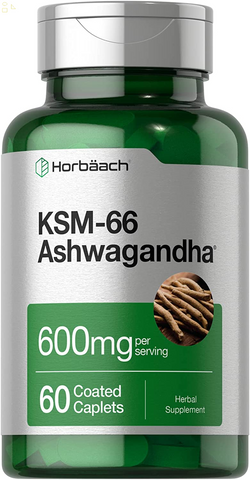 KSM-66 Ashwagandha 600Mg | 60 Caplets | with L-Theanine | Vegan, Non-Gmo, Gluten Free Root Extract | by