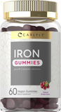 Iron Gummies | plus B-Complex Vitamins | 60 Vegan Gummies | Natural Grape Flavor | Non-Gmo, Gluten Free Supplement