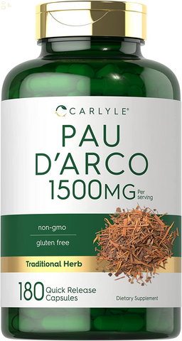 PAU D'Arco Capsules | 1500Mg | 180 Count | Non-Gmo, Gluten Free | Herbal Supplement