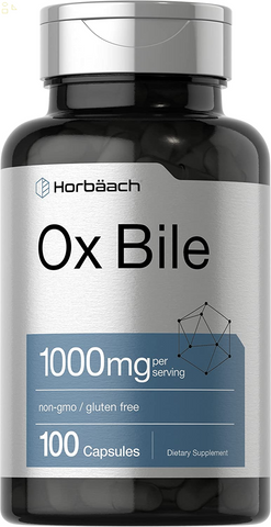 Ox Bile 1000 Mg 100 Capsules | Digestive Enzymes Supplement | Non-Gmo & Gluten Free 