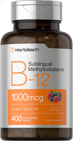 Vitamin B12 Sublingual 1000 Mcg | 400 Fast Dissolve Tablets | Methylcobalamin Supplement for Adults | Natural Berry Flavor | Vegan, Vegetarian, Non-Gmo, and Gluten Free