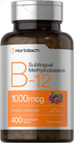 Vitamin B12 Sublingual 1000 Mcg | 400 Fast Dissolve Tablets | Methylcobalamin Supplement for Adults | Natural Berry Flavor | Vegan, Vegetarian, Non-Gmo, and Gluten Free