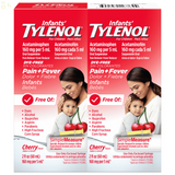 2 Packs Infants' Tylenol Pain & Fever Cherry Flavor, 2 Fl Oz (4 Fl Oz total)