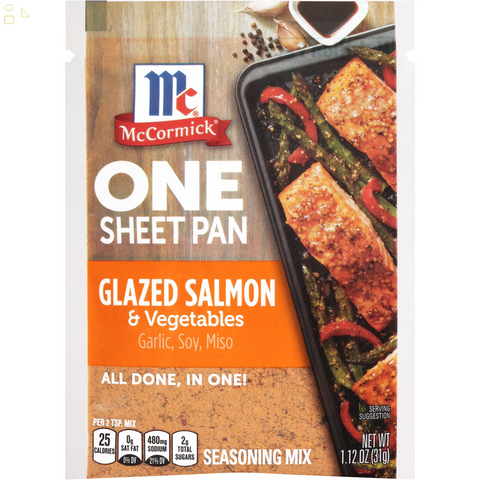 Mccormick Glazed Salmon & Vegetables One Sheet Pan Seasoning Mix, 31 g  Envelope packaging my vary