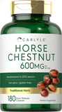 Horse Chestnut Capsules 600Mg | 180 Count | Non-Gmo, Gluten Free Extract