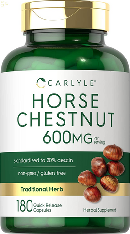 Horse Chestnut Capsules 600Mg | 180 Count | Non-Gmo, Gluten Free Extract