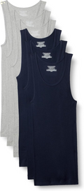 Essentials Men'S Lightweight Breathable Cotton Slim Fit Tank Undershirts, Pack of 6