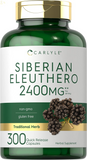 Siberian Eleuthero Root Capsules | 2400Mg | 300 Count | Non-Gmo, Gluten Free Formula | Siberian Ginseng | Eleutherococcus Senticosus Supplement