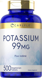 Potassium 99Mg | plus Iodine | 500 Vegetarian Tablets | Non-Gmo and Gluten Free Supplement | by