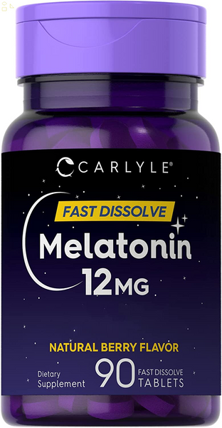 Melatonin 12 Mg Fast Dissolve 90 Tablets | Natural Berry Flavor | Vegetarian, Non-Gmo, Gluten Free