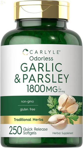 Odorless Garlic & Parsley 1800Mg | 250 Softgels | Non-Gmo, Gluten Free Supplement