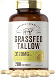 Grass Fed Beef Tallow 3120Mg | 200 Softgel Capsules | Pasture Raised Bovine Supplement | Non-Gmo, Gluten Free | by Farmstead