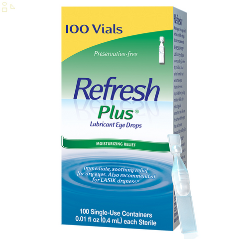 Refresh plus Lubricant Eye Drops, 100 Single Use Containers |Preservative Free