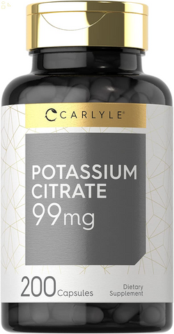 Potassium Citrate 99Mg | 200 Capsules | Non-Gmo and Gluten Free Supplement | by