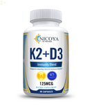 K2+D3- Vitamin D3 5000 IU K2 MK7 125 Mcg, Vit D and K for Bone & Heart Health