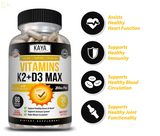 (2 Bottles) Vitamin K2 (MK7) D3 5000 IU Supplement, Bioperine Capsules, Immune