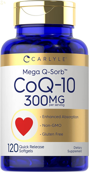 Coq10 300Mg | 120 Softgels | Mega Q-Sorb Coenzyme Q-10 | with Black Pepper Extract | Non-Gmo, Gluten Free