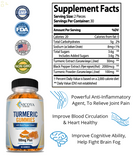 Turmeric Curcumin Ginger Gummies - Pain Relief, Joint, Brain & Heart Support