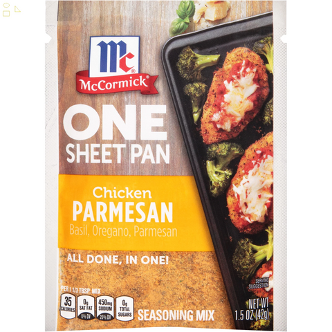 Mccormick Chicken Parmesan One Sheet Pan Seasoning Mix, 1.5 Oz Envelope